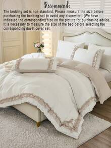 三件套可爱蝴蝶结荷叶边被套组(1个被套+2个枕套,不含被芯),复古优雅风格床上用品,卧室及房间装饰,理想礼物,复古别致家居纺织品 - 彩色 - 查看 6