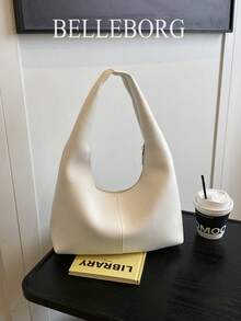 休闲简约大容量轻便百搭女士腋下单肩包 - 白色 - 查看 7