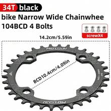 MOTSUV Bicycle 104BCD Crank Narrow Wide Chainring Aluminum Alloy MTB Bike Round 32T 34T 36T 38T Cycling Tooth Chainwheel Parts