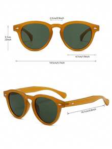 1pc Men's Plastic Round Large Frame Retro Personalized Rivet Cool Steampunk Style Outdoor Beach Holiday Travel Decorative Fashion Glasses, Suitable For Street Photography