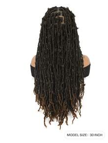 30 英寸女士编织假发，双层全蕾丝无结辫，黑色蝴蝶方形卷发辫子假发，合成蕾丝前编织假发，带婴儿头发，手工编织假发，适合圣诞节、新年、狂欢节和音乐节