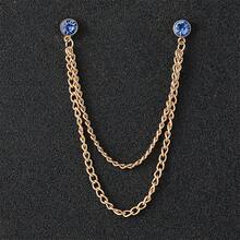 Fashionable And Luxurious Round Suit Shirt Collar Chain, Men's Shirt Chain Brooch Buckle, Suitable For Daily Travel And Banquet Accessories - 2 - View 4