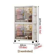 1pc Foldable Portable Wardrobe Organizer Rack, Independent Plastic Wardrobe Storage Box, Clothing Cabinet Divider Storage Box, Foldable Portable Design, Bedroom Storage Rack, No Gold Pipe, Vertical Shelf, Decorative Furniture Storage Cabinet - Multicolor - View 13