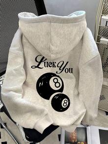 2025 HoodiesINAWLY Women's Casual Letter Pattern Drop Shoulder Hoodie Sweatshirt, Autumn, ChristmasLoose And Comfortablewinter Clothes For Women - 淺灰色 5 - 查看 7
