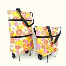 10 colores disponibles Bolsa de compras plegable con ruedas 2 en 1 - Multifuncional y portátil, hecha de tela Oxford 400D duradera, adecuada para almacenamiento al aire libre | Bolsa de lavandería | Bolsa de supermercado | Bolsa de gimnasio | Fácil de transportar - Rojo con ruedas - Ver 7