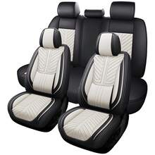 Nappa Leather 5 Seat Luxury Car Seat Covers Full Set Cushion Protector Fit Single Front Seats And Solid Bench 40/60 50/50 60/40 Split Bench Back Universal Fit For Most Cars 4 Season Use - 白色 - 查看 11