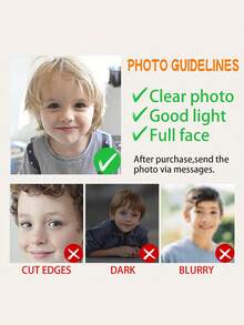 7/14/21-Piece Custom Portrait Birthday Banner Set, Custom Birthday Photo Banner, Face Banner, Birthday Banner, Birthday Hat, Children's Gift, Birthday Party Banner, Personalized Gift, Christmas Gift. - Sky Blue - View 5