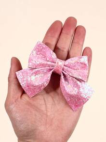 قوسان من الشعر الأنيق للبنات مغطى بالترتر الوردي مع مشابك تمساح لحفلات الرقص والحفلات، دبابيس شعر لامعة وأنيقة للبنات المراهقات، إكسسوارات شعر عصرية