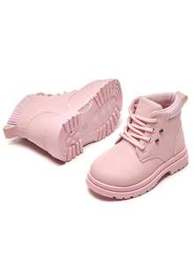 Kids Outdoor Boots, Boys Hiking Boots, Girls Fashion Casual Ankle Boots - Pink - View 11