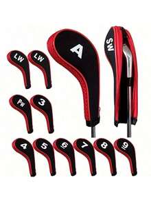 1pc Fashionable Numbered Print Golf Club Head Cover With Zipper, Golf Club Head Guard, Golf Accessories, Golf Club Cover, Head Guard - Multicolor - View 5