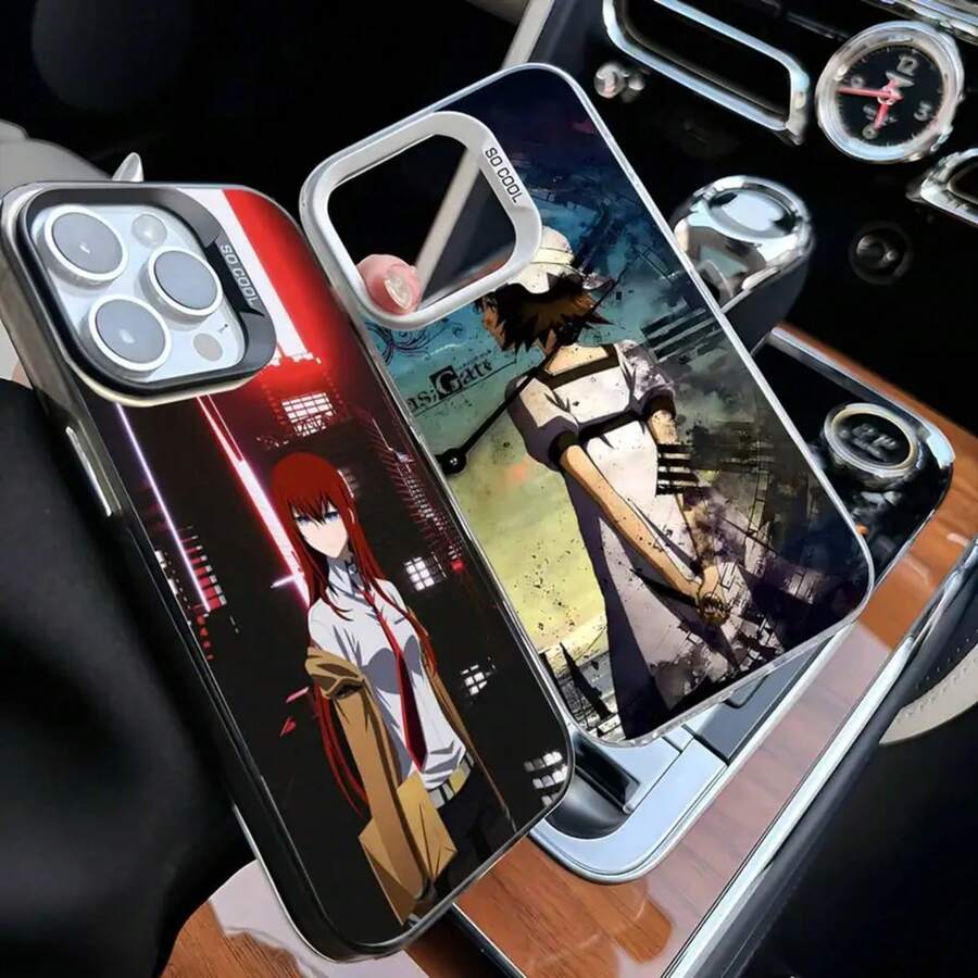 Anime Series S-Steins-Gate Phone Case Cover Compatible With  17 16 15 14 13 12 11 Pro Max Plus Color Silver Cover, Cover Compatible With  17 Case,  17 Pro Case,  17 Pro Max Case