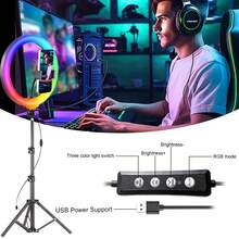 UEGOGO Đèn vòng selfie chuyên nghiệp 10 inch có chân đế - Cao 55,5 inch, 38 chế độ màu, Làm mờ vô cấp, Đèn LED tốc độ, Chân đế ba chân, Thích hợp cho iPhone, Android, Trang điểm, Quay video, Phát trực tiếp, Nhiếp ảnh, Chân đế điện thoại di động, Tiệc ngày lễ, Quà tặng Giáng sinh Đèn LED có chân đế ba chân linh hoạt & Giá đỡ điện thoại để chụp ảnh tự sướng Quay video Cuộc họp thu phóng - màu đen - Xem 5