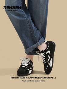 RENBEN 1 par de zapatillas casuales con cordones y malla para hombres, zapatillas deportivas de verano transpirables y de suela baja, adecuadas para viajar, ir al trabajo, hacer senderismo, citas, zapatos populares para hombres en 2025