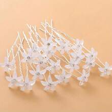 20pcs/Set New Design Flower Hairpins, Multi-Color Hair Clips, Hair Accessories For Brides, Wedding, Daily, Simple & Versatile, Suitable For Bun Hairstyles Valentine's Day Accessories - White - View 6