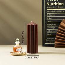 1 pieza Vela perfumada con forma de cilindro puntiagudo de estilo europeo a rayas, accesorio de decoración del hogar (excluyendo los accesorios de la foto) - Multicolor - Ver 10