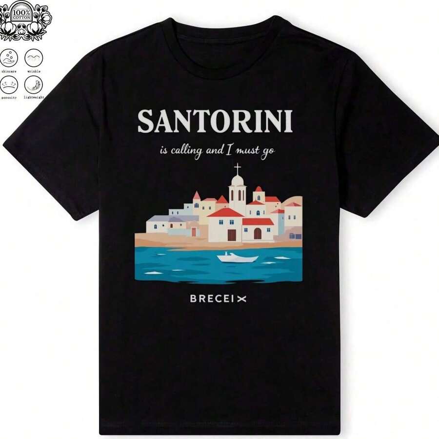 Santorini VNeck T1S1Hirt, Greek Travel T1S1Hirt, H1olidaouvenir Top, Bachelorette Party Gift T1S1Hirt, Cla1ssic Cotton T1S1Hirt220g WoM1en's Essential Cotton Hirt S1oft And ComfortableSuitable For All People, Whether WoM1en Or M1enhighquality Durable Fabric Suitable For All SeaS1ons,Ft To The Touch But Built To LastBreathabletops WoM1en Fall Oui For WoM1en VaC1Ation Oui WoM1en Halloween Costume - 黑色 - 查看 1
