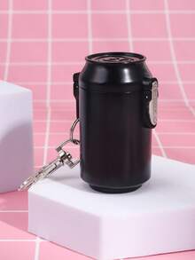 1 cenicero portátil de material metálico con forma de lata, diseño abatible, equipado con un accesorio de llavero, fácil de transportar, adecuado para uso en exteriores, el hogar y el automóvil, regalo de cenicero