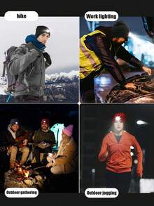 LED针织帽，户外、露营、运动、保暖、照明、多款式可拆卸、夜间户外步行帽、骑自行车、徒步旅行、旅行、钓鱼、工作、免提照明帽 - 彩色 - 查看 6