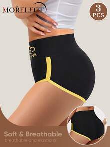 Morelect 3 قطع من السراويل النسائية ذات الخصر العالي، بألوان متباينة، ناعمة وقابلة للتنفس