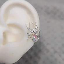 1pc Exquisite Sweet Cool Spider Earrings For Women New Style Personality Fashion Ear Bone Studs Niche Ear Jewelry - 銀色 - 查看 4