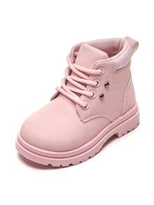 Kids Outdoor Boots, Boys Hiking Boots, Girls Fashion Casual Ankle Boots - Pink - View 10