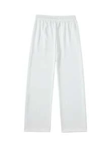 Men's Knitted Straight Leg Casual Pants, Minimalist Versatile Loose Fit Sweatpants For Spring And Autumn - White - View 2