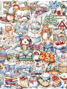 50 Stücke Winter Schneemann Schnee Szene Handschuhe Aufkleber, PET transparente dekorative Pinguin Aufkleber für Scrapbooking Notizbuch - Verschiedenfarbig - Übersicht 12