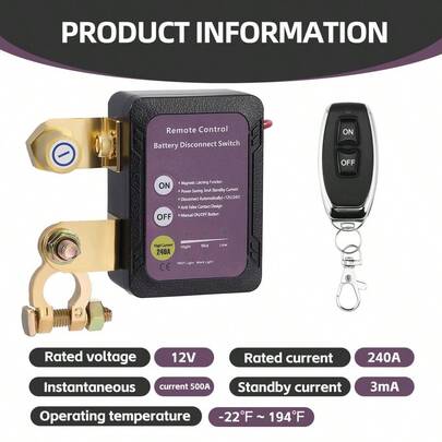 Kill Switch For Car With 2 Remote Controls,Car Isolator Switch Anti Theft, Smart Cut Shut Off Switch For Auto RV Truck Boat, Prevents Drain