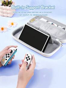 Switch 2 保护套全套 - 卡通熊和蝴蝶结图案，套装包含保护套、收纳袋、底座壳、游戏机防尘罩、Joy-Con 手柄保护套。情人节礼物/秋冬浪漫/返校礼物/圣诞节礼物 - 彩色 - 查看 8