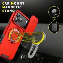 新款奢华镜头滑盖磁吸折叠手机壳，兼容三星/6 Fold7/6，简约保护壳，兼容苹果17/16/15/14/13/12/11 Pro Max、Galaxy S25/24/23/22 Pro+、Note 14/13/12 Pro，国际版，非国内版 - 紅色 - 查看 6