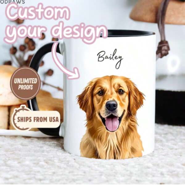 Custom Pet Mugs Using Pet Photos And Names, Custom Dog Mugs, Coffee Cups For Dogs, Personalized Pet Mugs, Dog Mom Mugs, Personalized Cat Dad Mugs, New Dog Mugs