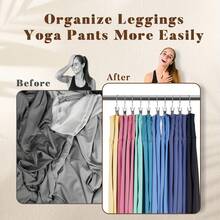 10 Pack Pants Hangers With Clip,Legging Organizer For Closet Hanging, Space Saving Yoga Pants Hangers Clip Hangers Closet Organization,Closet Organizers And Storage For Jeans,Shorts,Skirts,Hats - Black - View 9