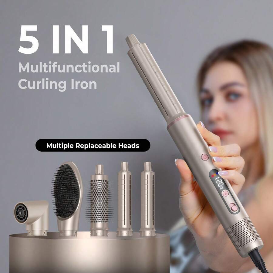 7-In-1 Multifunctional Air Styling Set: 110,000 Rpm High Speed Dries Hair Quickly, Beginner-Friendly Hairdressing Tools, Contains Negative Ions For Smoothing Frizzy Hair, Curling Irons And Straightening Heads Help You Create Curly And Straight Hairstyles. Christmas Gifts, Couples, Summer Retreats, Travel, Relaxing Surprises - 查看 1