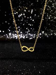 ESBERRY 1 件极简主义无限符号项链 925 纯银女士精致项链高端珠宝派对礼物生日礼物约会必备品 - 金色 - 查看 2