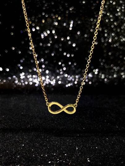 ESBERRY 1 件极简主义无限符号项链 925 纯银女士精致项链高端珠宝派对礼物生日礼物约会必备品