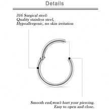 20G 18G 16G 14G 12G 10G Surgical Steel Hinged Clicker Segment Nose Rings Hoop Lip Rings Helix Cartilage Daith Tragus Sleeper Earrings Body Piercing For Women Men 6mm 8mm 10mm 12mm 14mm 16mm{Inchcolor_nameinch:InchSilver-20G(0.8mm)-InnerDiameter:7mm8mm9mm10mminch} - Bạc-20G (0.8mm)-Đường kính bên trong: 7mm8mm9mm10mm - Xem 4