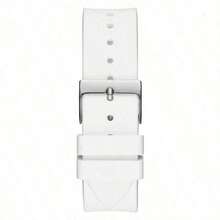 Guess Reloj de cuarzo Venus con cristales de moda, esfera redonda blanca, correa de silicona, para uso casual de mujer. Regalo perfecto para novia, estudiantes que regresan a la escuela, fiestas y días festivos. Modelos: GW0118L1/GW0118L3/GW0118L5
