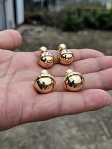 2 Stücke Buchstaben Vintage Klassisch Kugel Modisch Elegant Ohrstecker für Frauen, geeignet für den täglichen Gebrauch und als Geschenk - Gold - Übersicht 2