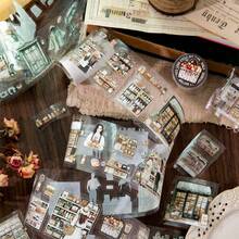 1 Rolle Vintage Charakter dekorativer Klebeband, komfortable Rhythmus Serie langanhaltend PET Klebeband, geeignet für Scrapbooking, Tagebuch, DIY Dekoration