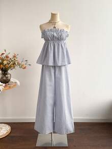 Rusttydustty Bộ đồ hai mảnh dành cho nữ, trang phục bãi biển Phục sinh theo phong cách boho, lễ hội âm nhạc Hawaii, kỳ nghỉ nhiệt đới, Giáng sinh, Halloween - Màu xanh nhạt - Xem 4