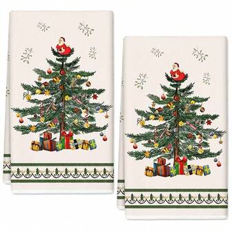 1 st/2 st/4 st tallgrön jul supermjuk mikrofiber kökshandduk, 45*66 cm säsongsbetonad köks- och matbordsdekoration disktrasa, juldekoration för hemmet