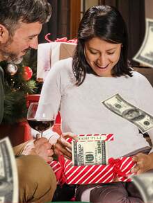 4 件装圣诞惊喜钱拉袋，惊喜拉出钱礼品盒，DIY 矩形圣诞钱拉袋套件，用于现金礼品，圣诞礼品袋，送现金的有趣方式，圣诞节