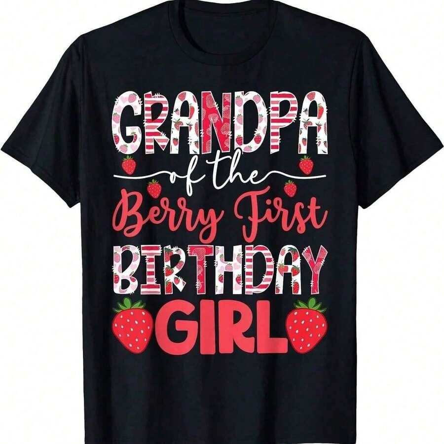 Camiseta de fresa para niña de primer cumpleaños del abuelo de Berry220G Prenda básiC1A de AL1Godn para él, 220 g con comodidad inerable. AdecuA1DA1 Para todos, ya sean mujeres u hombres. Material fuerte de alta C1Alidad, apto para todo tipo de costuR1AS, suavidad perceptible y diseño perdurable. Blusas transpirables mujer, se de otoño, atuendos de vaC1Aciones, disfraces feM1eninos de Halloween. - Negro - Ver 1