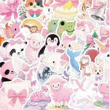 50Pcs Cartoon Animal Bow Stickers Christmas Stickers Winter Merry Stickers Christmas Stickers Cute Stickers Christmas Gift Holiday Stickers Vinyl Waterproof Stickers For Journaling Computer Scrapbook Luggage Water Bottle Phone - Multicolor - View 1