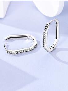 1 Pair Original 925 Sterling Silver Vintage Flower Vine Hollow Pattern Hoop Earrings For Women Class Style Minimalist Elegance Jewelry Gifts Fits Daily Party Shopping - Silver - View 8