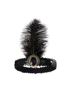 1 pieza Diadema con lentejuelas estilo años 20, accesorios de disfraz retro para mujeres, fiesta flapper, baile de máscaras, novia de boda, festivales y carnavales, pinzas de garra, pasador de pelo, barretas de pelo, pinzas de pelo, clip de pelo, cumpleaños - Multicolor - Ver 10