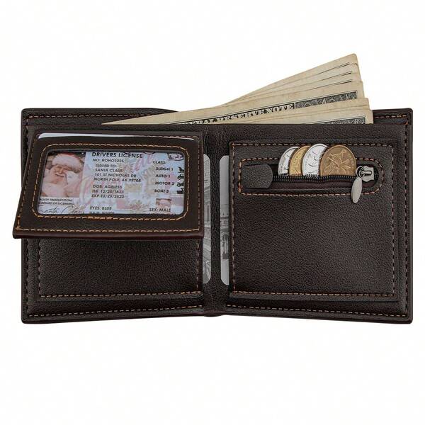 Men's Vintage Wallet, Large Capacity Multi-Card Slot ID Card Holder, Zipper Coin Pouch, PU Leather Multifunctional Wallet, Valentine's Day Gift For Men