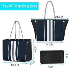 Large Multipurpose Neoprene Beach Tote Bag With Inner Pocket Women/Pool - A6-blue-upgraded - View 4