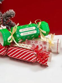 4 件装圣诞惊喜钱拉袋，惊喜拉出钱礼品盒，DIY 矩形圣诞钱拉袋套件，用于现金礼品，圣诞礼品袋，送现金的有趣方式，圣诞节