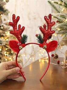 2 piezas de diademas con cuernos de reno de Navidad para mujer, tocados brillantes de reno, adecuados para fiestas, festivales, decoraciones de Año Nuevo, Halloween, decoraciones navideñas, artículos esenciales para decoraciones navideñas del hogar